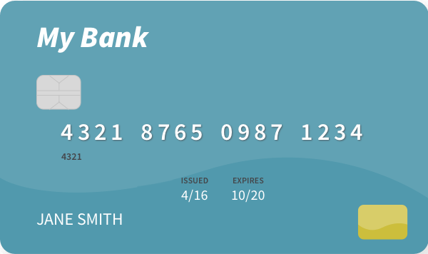 front of a debit card you can use to spend or withdraw cash from your checking account