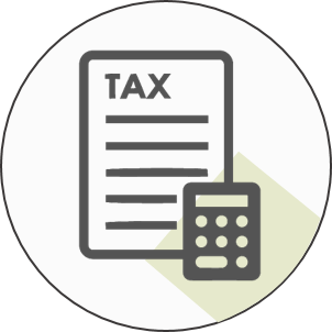 tax form with calculator icon